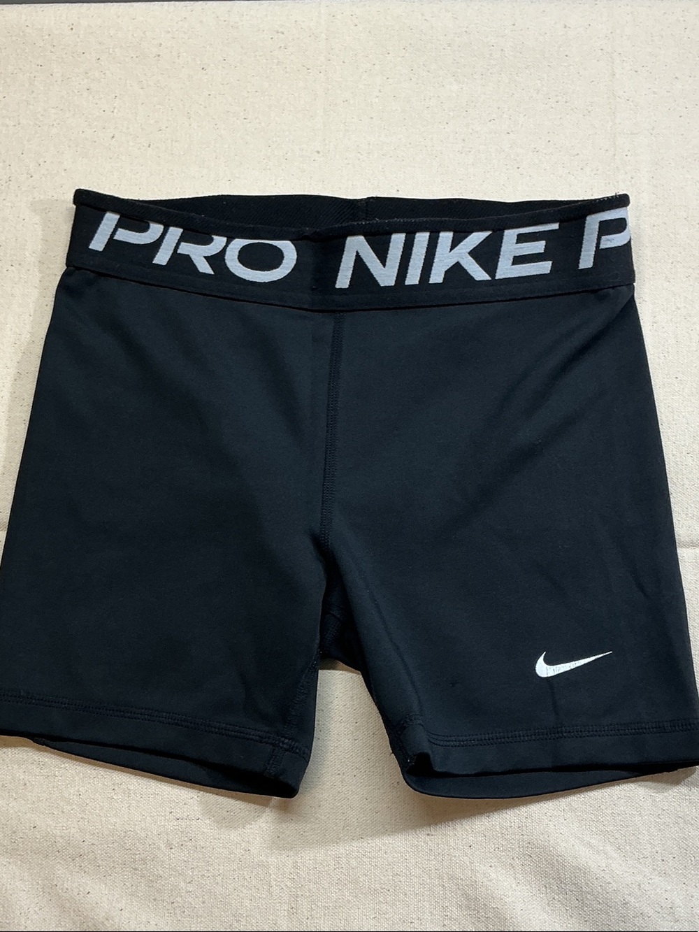 Nike Black Kids Pro Dri-Fit Shorts with White Swoosh size L